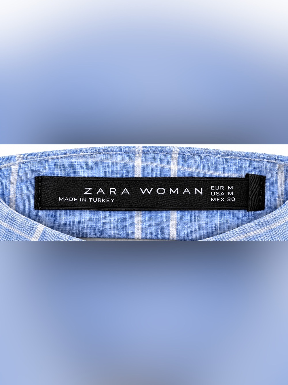 Zara Woman Blue Plaid Flowy Midi Skirt Size M Windowpane A-Line - Picture 4 of 6